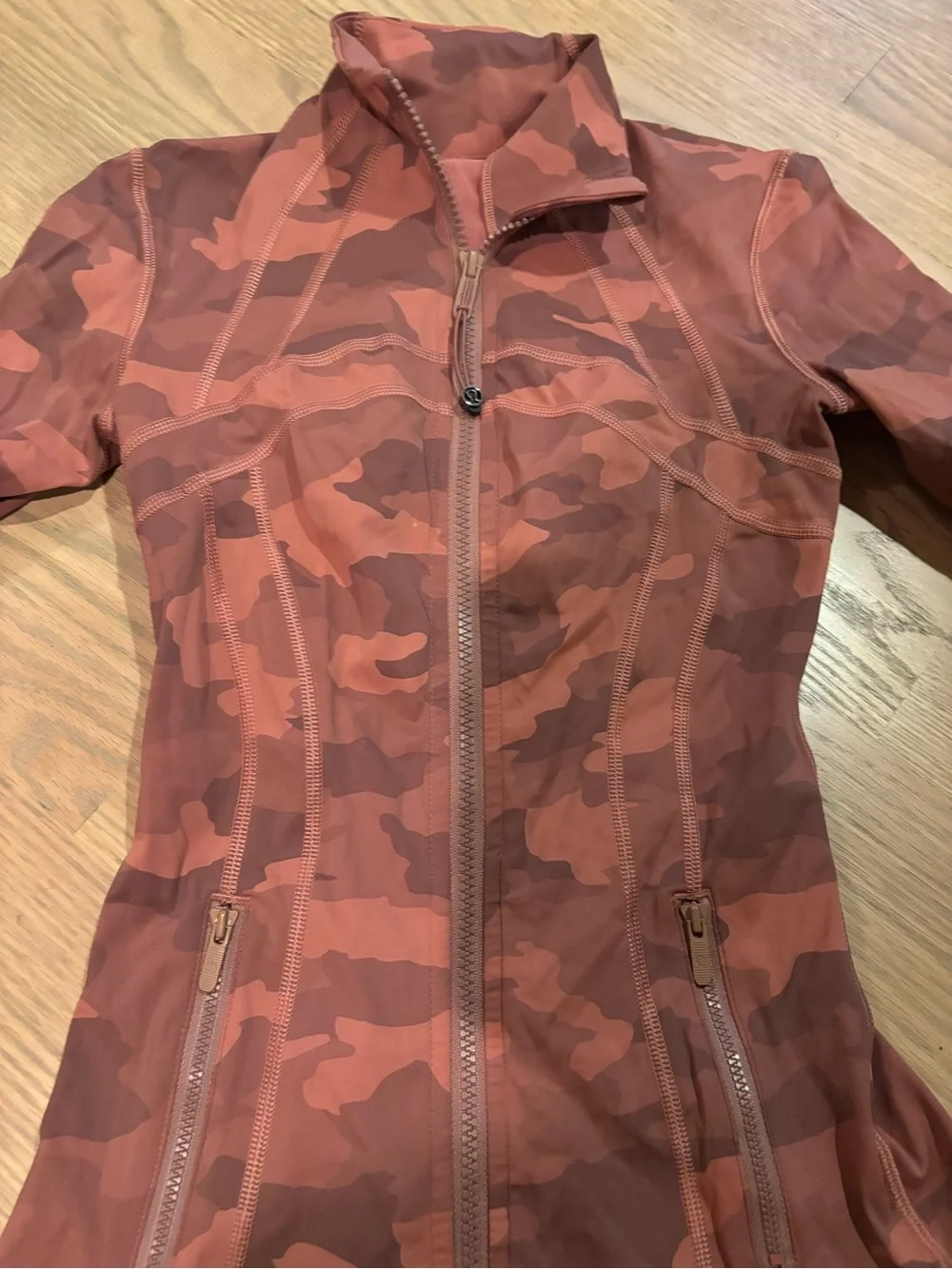 Lululemon Women's Rust Camo Zip-Front Jacket Sports Cardigan Size 0